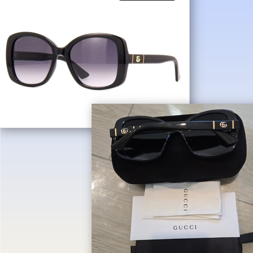 GUCCI GG0762S Women’s Butterfly Grey Gradient Sunglases 56-18-145MM COA included